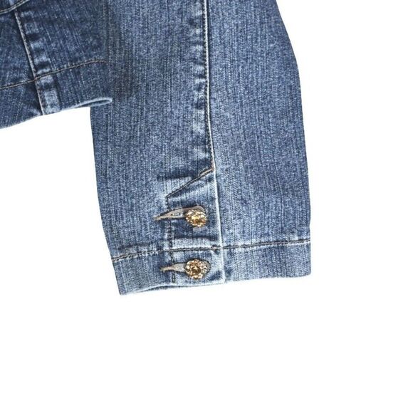 XOXO Denim Blazer Jacket Size M Button Front Jewel Buttons Utility Y2K Streetcor - Picture 4 of 7